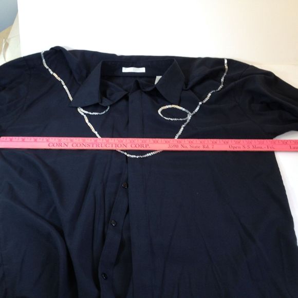 Vintage ELLIOTT Dress Shirt Button Up Black Long Sleeve Cowboy Design Mens L - Picture 11 of 15